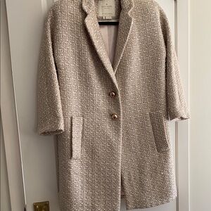 Kate Spade Gold and Cream Pea Coat with Notched Lapel